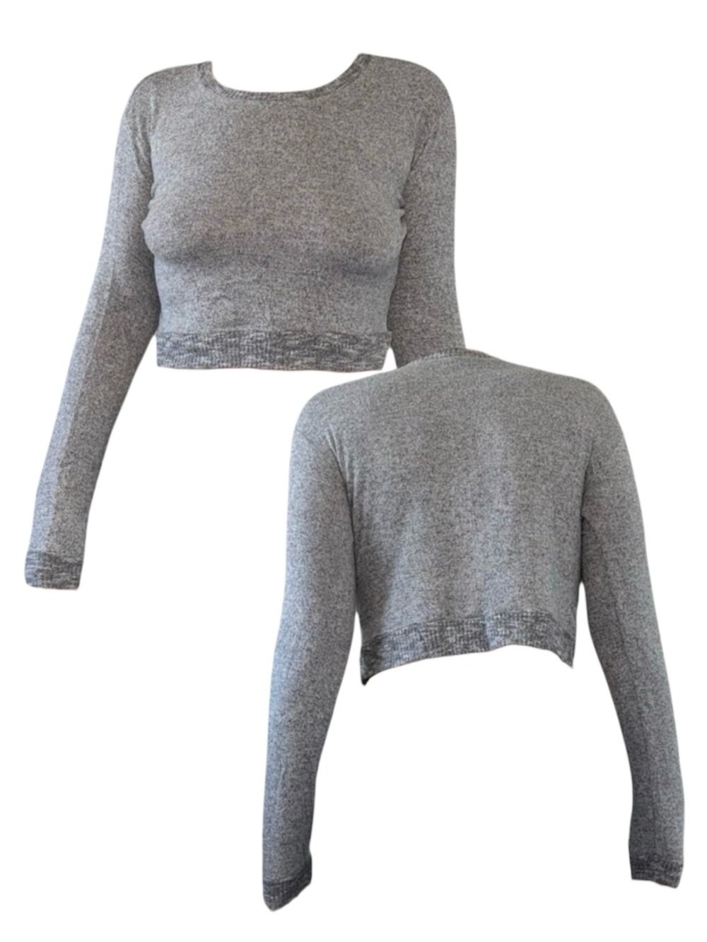 Gray Long Sleeve Sweater Crop Top